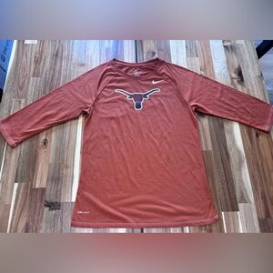 Texas Longhorns Womens Nike Dri-Fit Athletic Cut Raglan Tee S